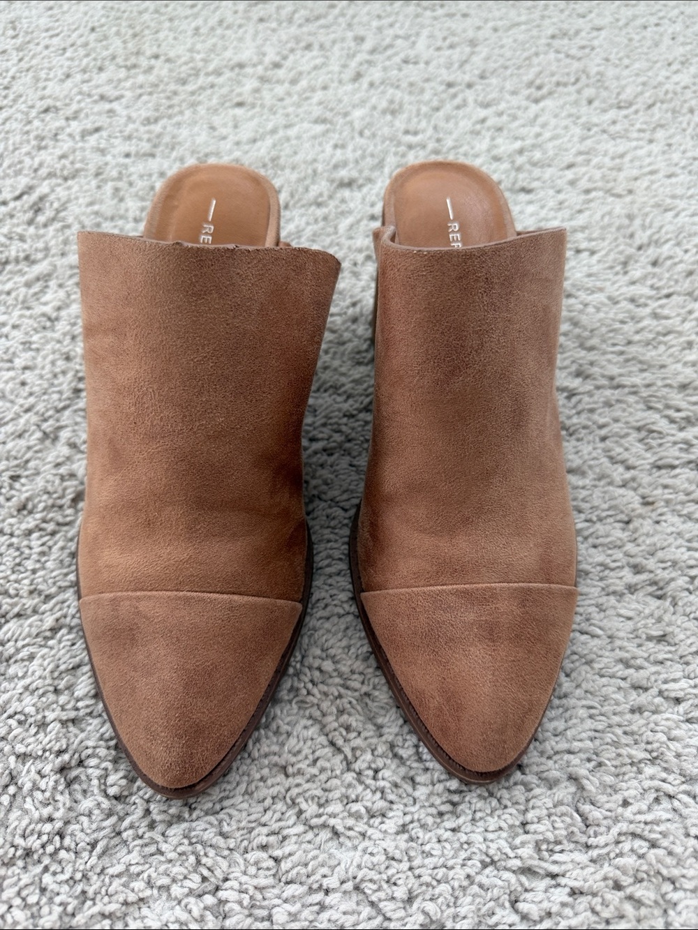 Report Brown Suede Pointed-Toe Mule Clogs